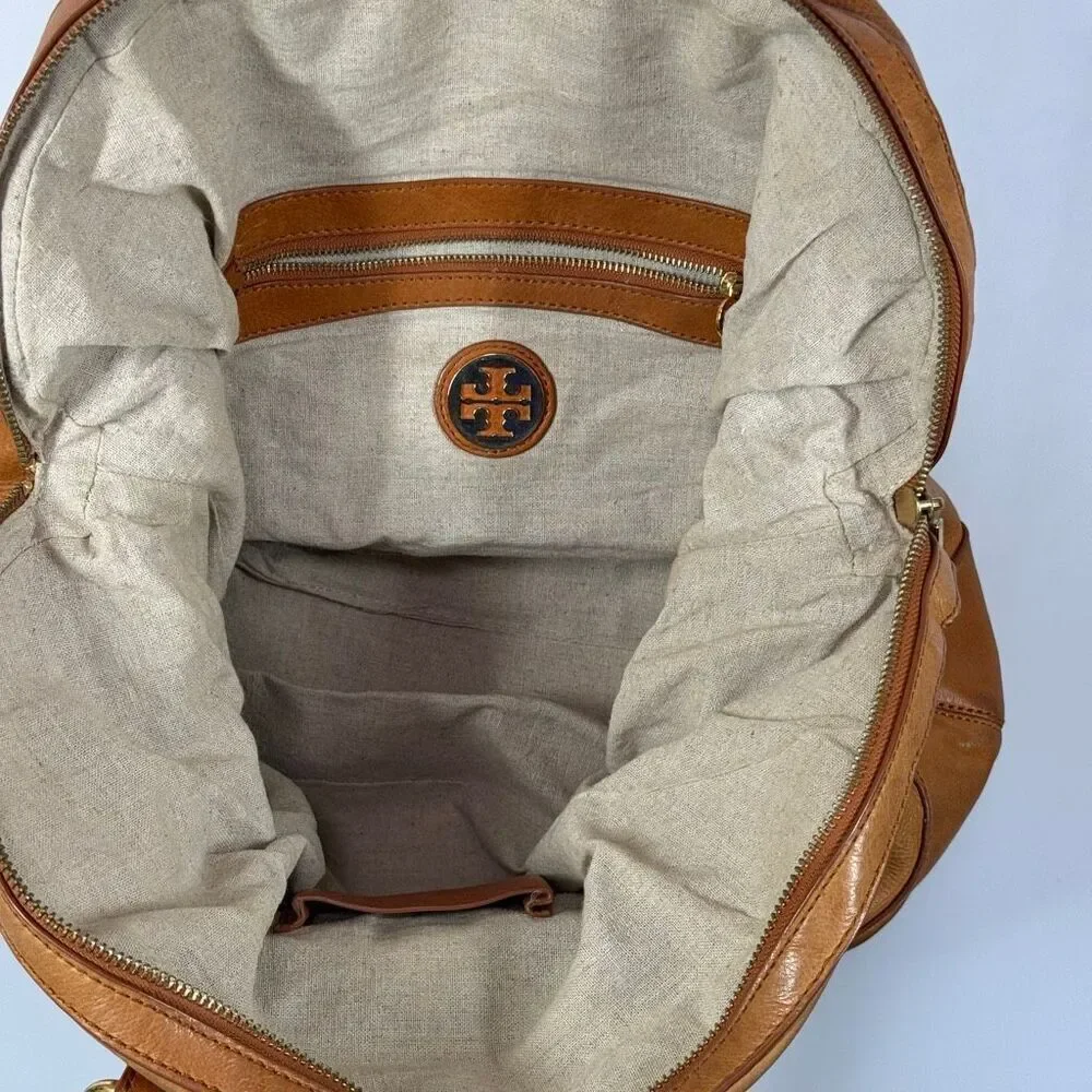 Tory Burch Amalie slouch shoulder bag brown pebbled leather 12x13x6